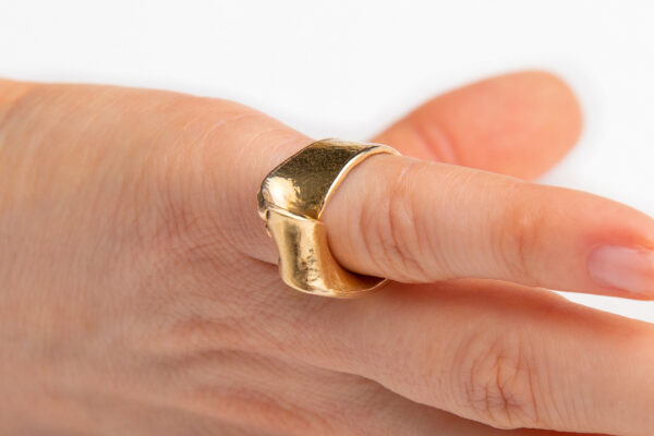 Inel reglabil handmade argint/argint placat cu aur de 18k/bronz placat cu aur de 18K 3 – Wave little finger