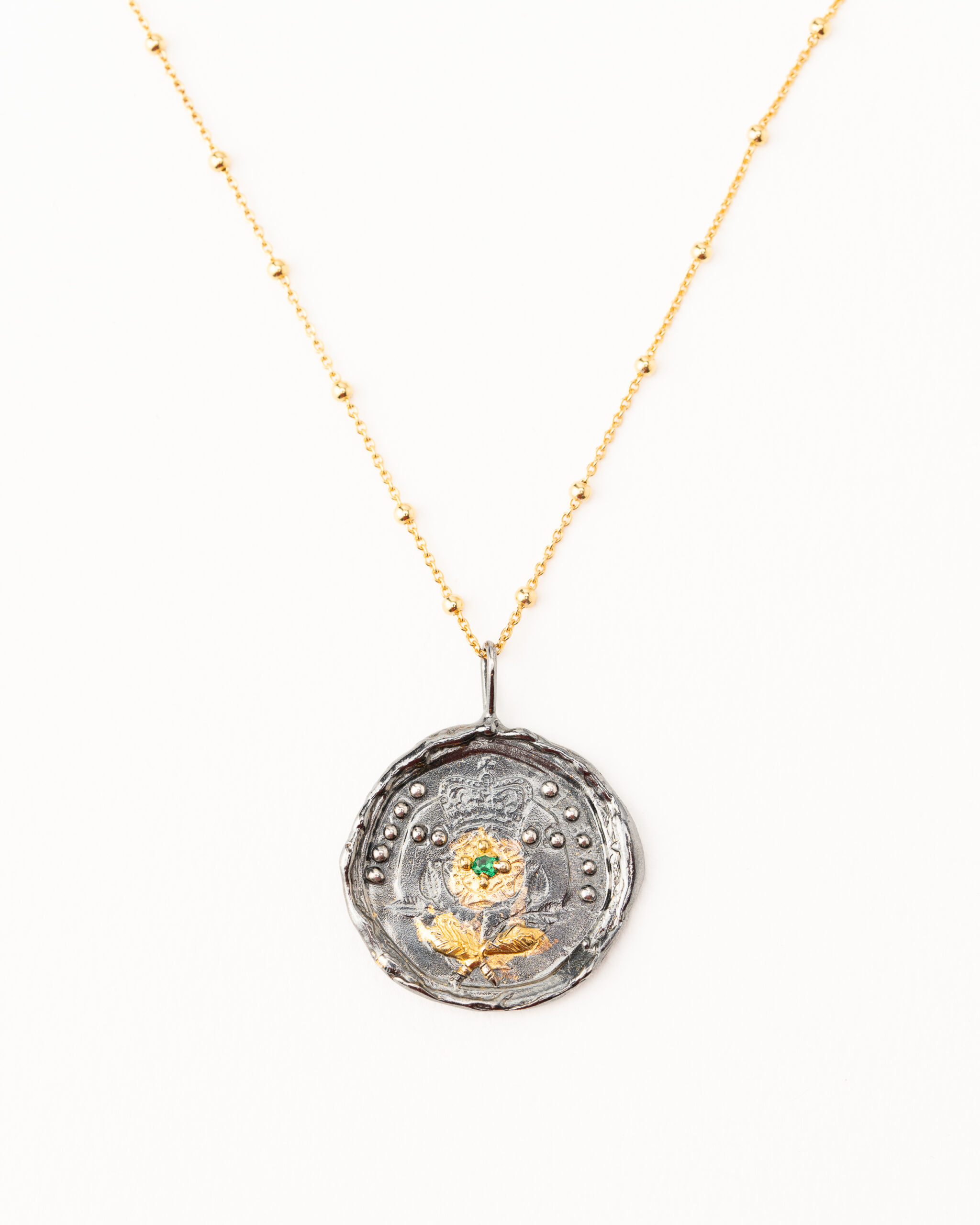 Pandantiv handmade argint/argint placat cu aur de 24K/argint placat cu foita de aur – Royal Rose