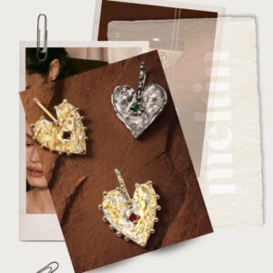 Pandantiv handmade de argint 925/ placat cu aur de 24K sau cu foita de aur de24K/– Heart stone