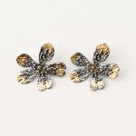 Cercei handmade argint/argint placat cu aur de 24k/argint placat cu foita de aur de 24k - Cherry Blossom flower small