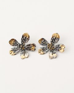 Cercei handmade argint/argint placat cu aur de 24k/argint placat cu foita de aur de 24k - Cherry Blossom flower small