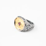 Inel rotund handmade argint/argint placat cu aur /de/24k/argint placat cu foita/de/aur/de/24K                                                                                      /de 24K/argint placat cu foita de aur de 24K/ Royal II