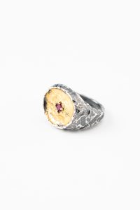 Inel rotund handmade argint/argint placat cu aur /de/24k/argint placat cu foita/de/aur/de/24K                                                                                      /de 24K/argint placat cu foita de aur de 24K/ Royal II