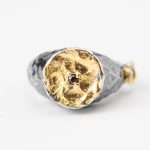 Inel rotund handmade argint/argint placat cu aur /de/24k/argint placat cu foita/de/aur/de/24K                                                                                      /de 24K/argint placat cu foita de aur de 24K/ Royal III