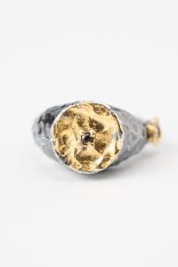 Inel rotund handmade argint/argint placat cu aur /de/24k/argint placat cu foita/de/aur/de/24K                                                                                      /de 24K/argint placat cu foita de aur de 24K/ Royal III