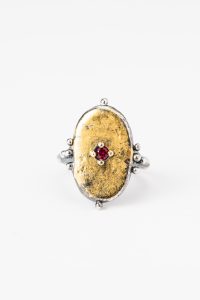 Inel rotund handmade argint/argint placat cu aur /de/24k/argint placat cu foita/de/aur/de/24K                                                                                      /de 24K/argint placat cu foita de aur de 24K/ Royal IV