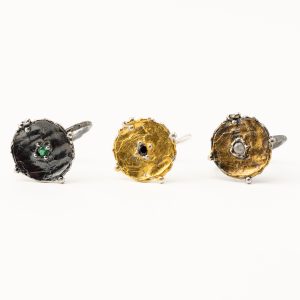 Inel rotund handmade argint/argint placat cu aur /de/24k/argint placat cu foita/de/aur/de/24K                                                                                      /de 24K/argint placat cu foita de aur de 24K/ Royal round small